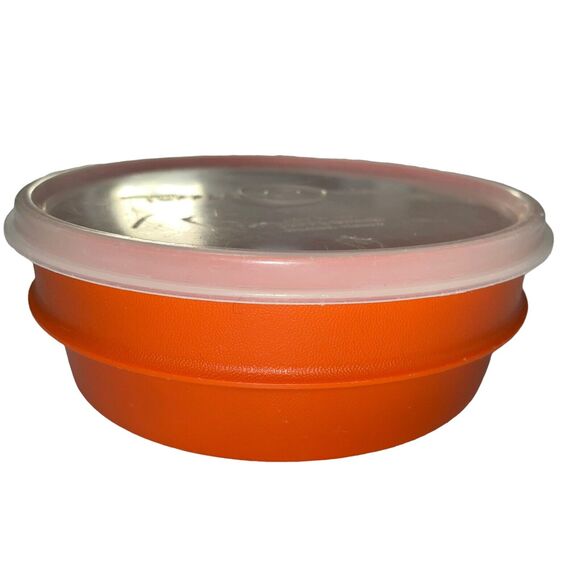 Tupperware Cereal Bowls Lids Set x2 Stackable Harvest Orange Yellow 1356 Vintage - Picture 4 of 15